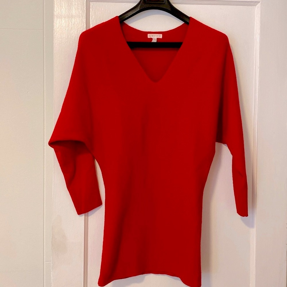 Leith knit Red dress , V neck, S Viscose
